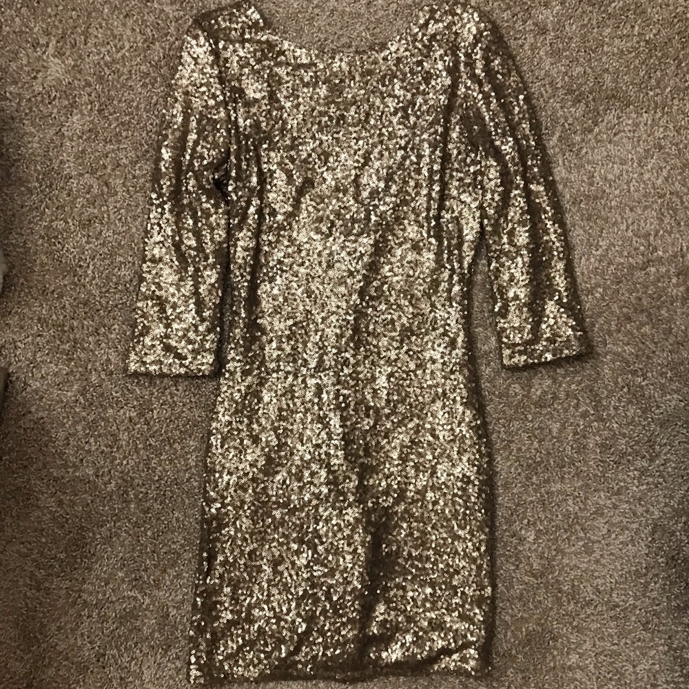 TOBI sequin gold dress- Size Large